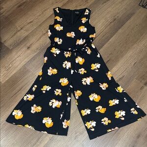 Nicole Miller Black and Orange Floral Jumpsuit